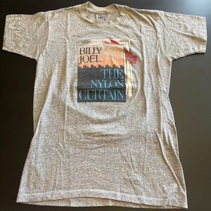 VTG Billy Joel 1982 The Nylon Curtain Concert T-Shirt Grey Double Sided Size L